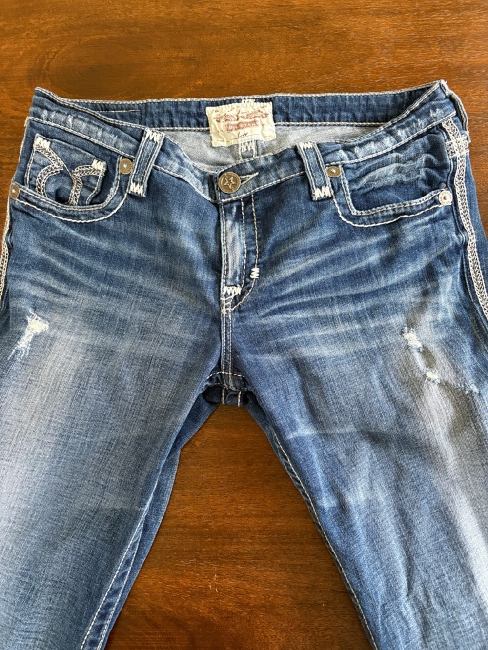 Big Star LIV Women Bootcut Jeans Low Rise Blue Distressed Denim 33XL (34Wx33L) - Picture 3 of 14
